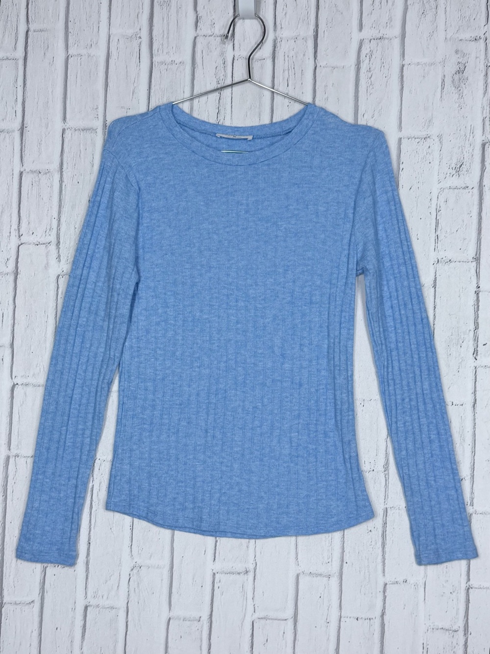 💙 Zenana Blue Ribbed Long Sleeve Crew Neck Top Medium